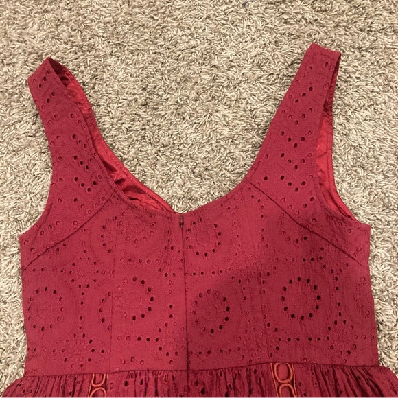 ASOS Maroon Eyelet full length Size 10 elegant formal Dress Lined Zip Closure - Picture 6 of 14